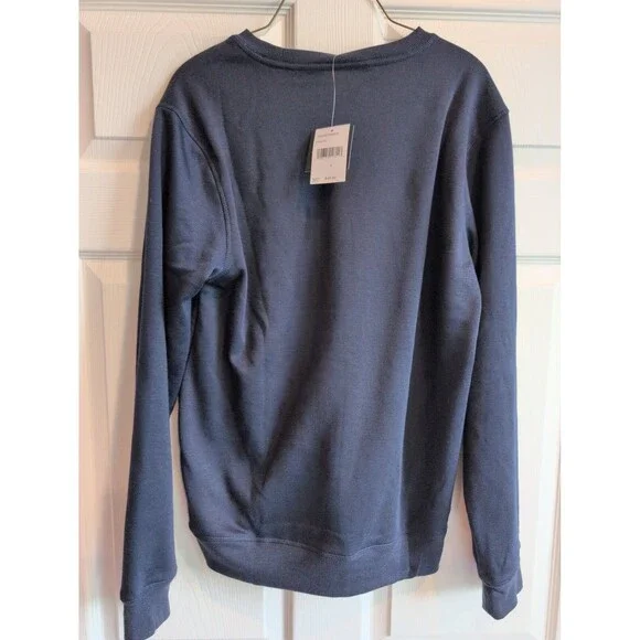 EDDIE BAUER Lounge Men's Fleece Lined Crew Neck Blue Sweatshirt Pullover Small - Picture 3 of 3